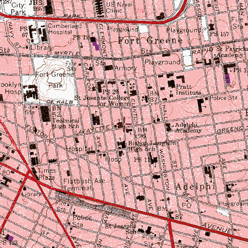 Topographic Map of Our Lady Queen of All Saints School, NY