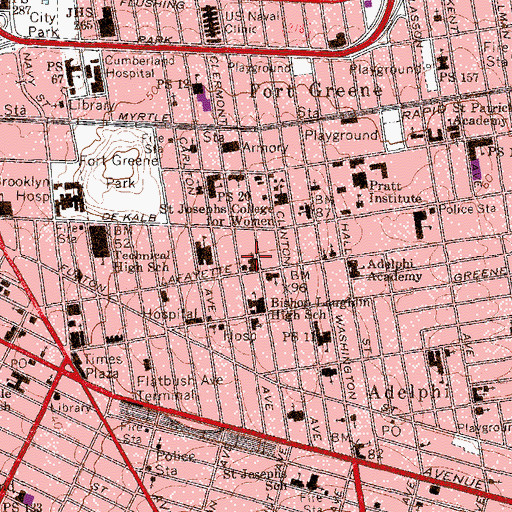 Topographic Map of Our Lady Queen of All Saints Church, NY