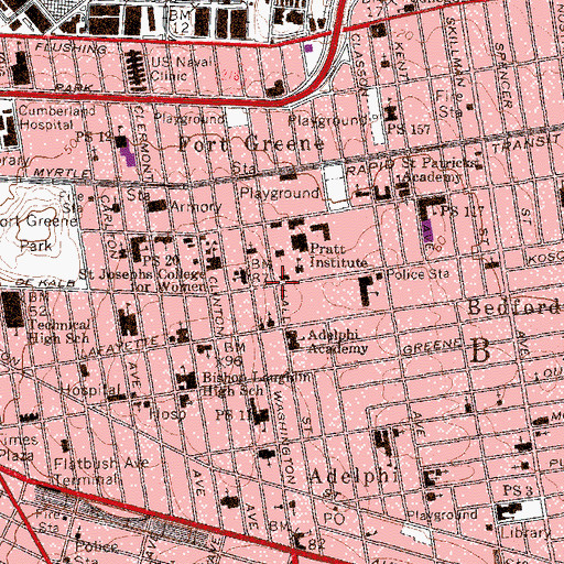 Topographic Map of Clinton Hill, NY