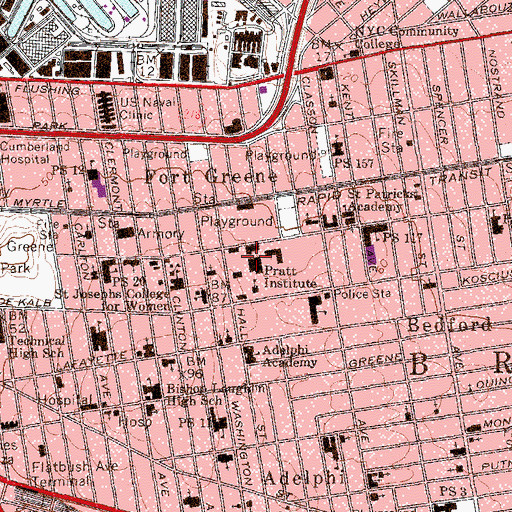Topographic Map of Memorial Hall, NY