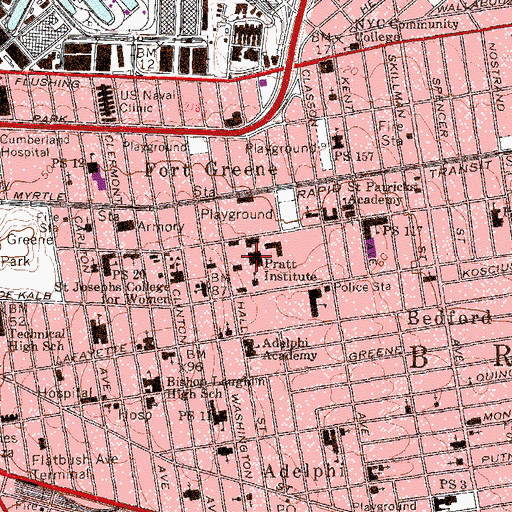 Topographic Map of Main Building Pratt Institute, NY