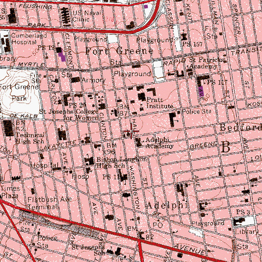 Topographic Map of Emmanuel Baptist Church, NY