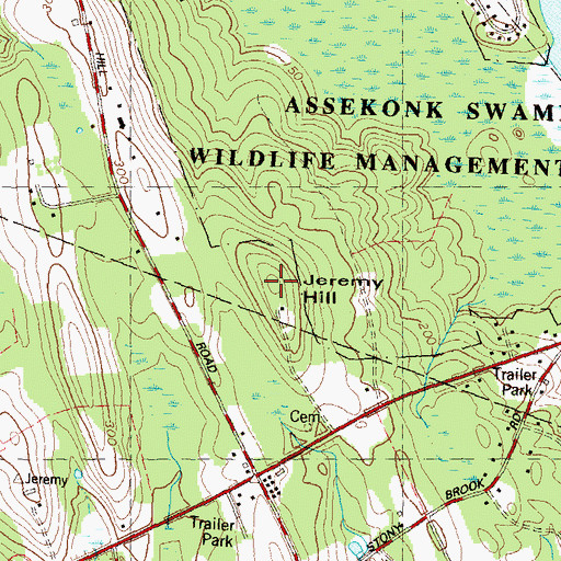 Topographic Map of Jeremy Hill, CT