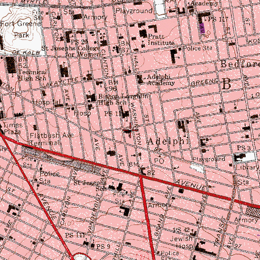 Topographic Map of Brown Memorial Baptist Church, NY
