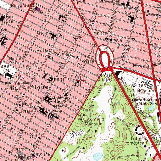 Topographic Map of Congregation Beth Elohim, NY