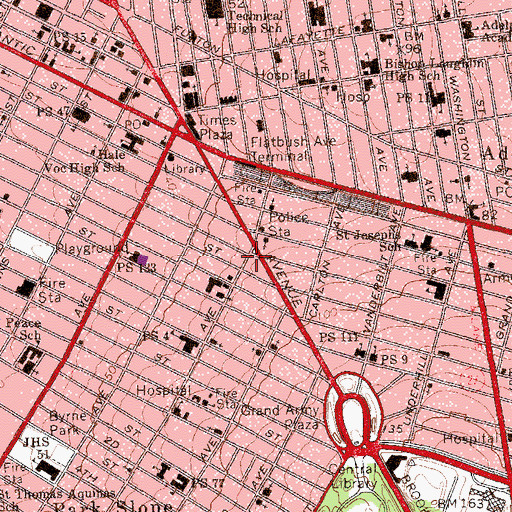 Topographic Map of Cathedral Club of Brooklyn, NY