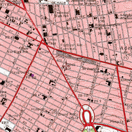 Topographic Map of New York Police Department 78th Precinct Station, NY