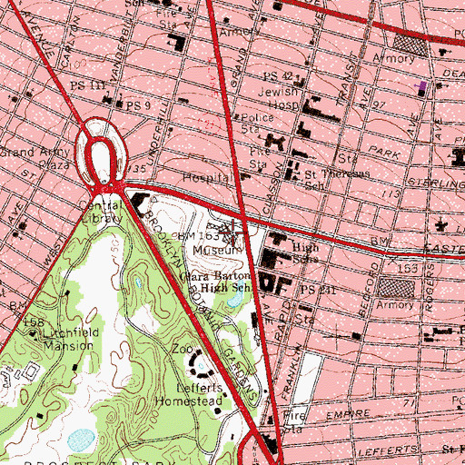 Topographic Map of Brooklyn Museum of Art, NY