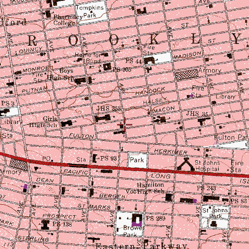 Topographic Map of Stuyvesant Heights Christian Church, NY