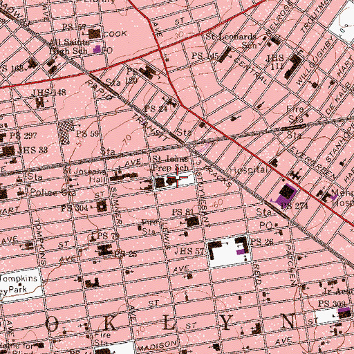 Topographic Map of Church of Saint John the Baptist, NY