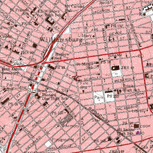 Topographic Map of Iglesia Metodista Unida De Sur Tres, NY
