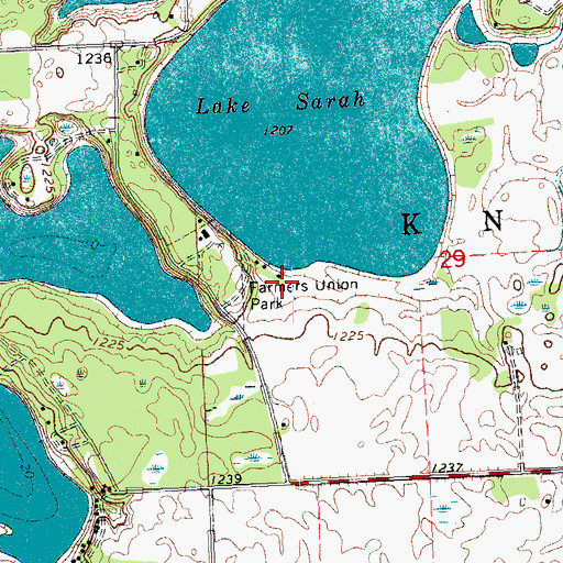 Topographic Map of Farmers Union Park Campground, MN