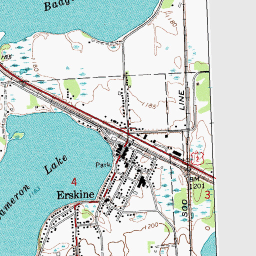 Topographic Map of Johnson's Mobile Home Park, MN