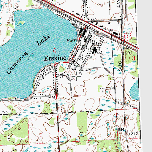 Topographic Map of Win-E-Mac-Erskine Elementary School, MN