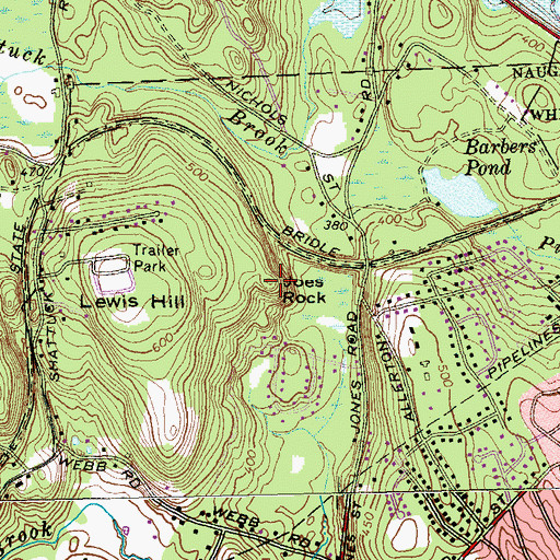 Topographic Map of Joes Rock, CT