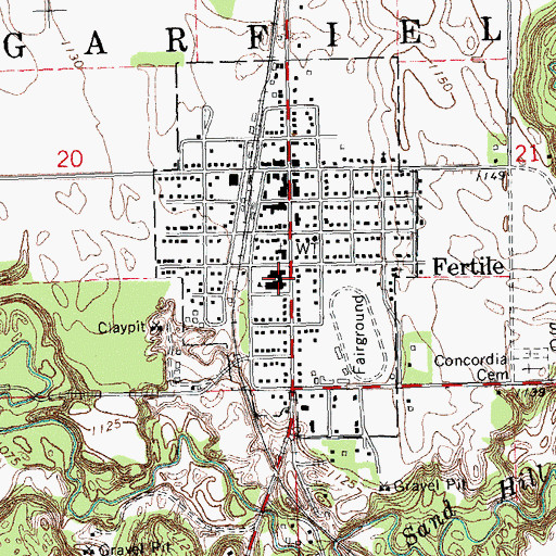 Topographic Map of Fertile-Beltrami High School, MN