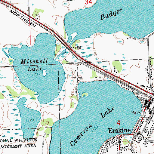 Topographic Map of Lake Cameoon RV Park and Campground, MN