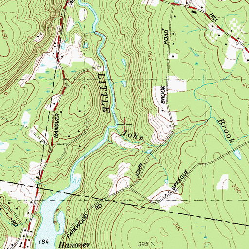 Topographic Map of John Brook, CT