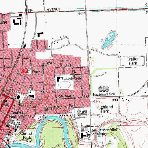 Topographic Map of First Assembly of God Church, MN