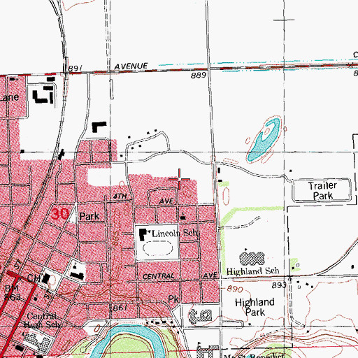 Topographic Map of Villa Saint Vincent, MN