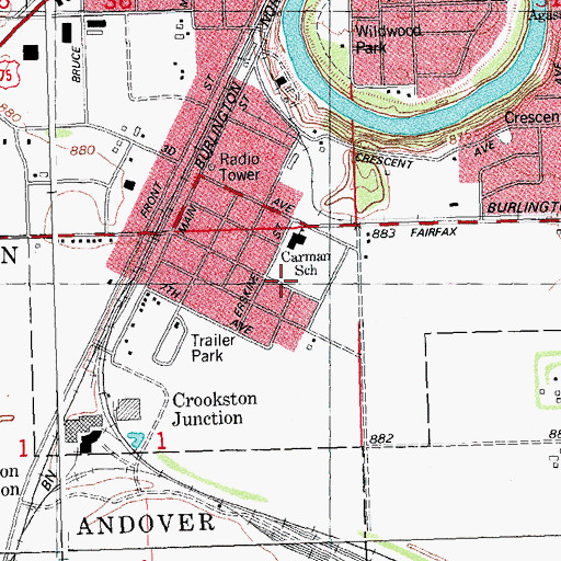 Topographic Map of Carman Playground, MN