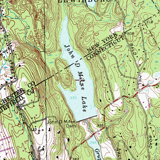 Topographic Map of John D Milne Lake, CT