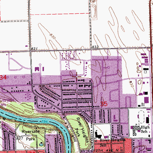 Topographic Map of River Heights Lutheran Church, MN
