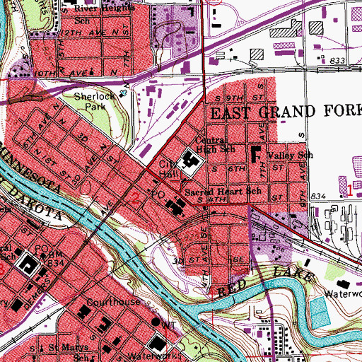 Topographic Map of First Lutheran Church, MN