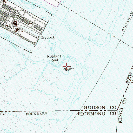 Topographic Map of Robbins Reef Light, NJ