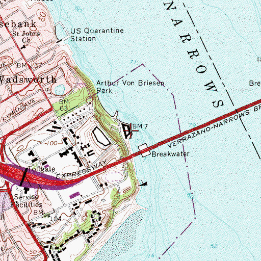 Topographic Map of Fort Wadsworth Light, NY