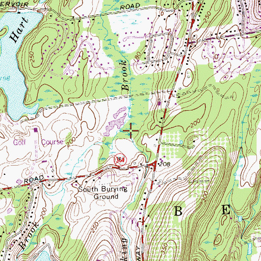 Topographic Map of John Hall Brook, CT