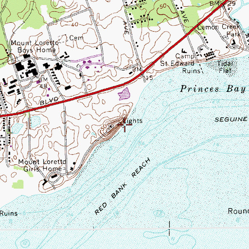 Topographic Map of Princes Bay Light, NY