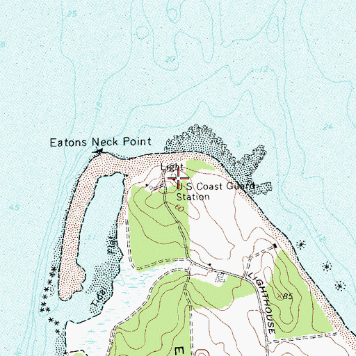 Topographic Map of Eatons Neck Light, NY