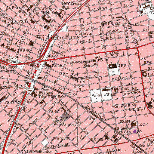 Topographic Map of Deutsche Evangelische Sankt Peterskirche (historical), NY