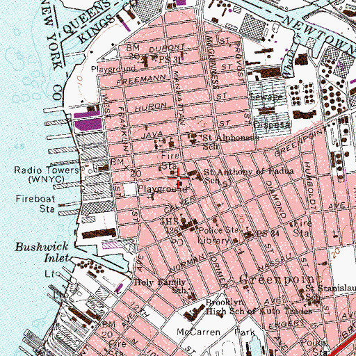 Topographic Map of Greenpoint Reformed Church, NY
