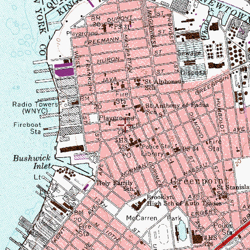 Topographic Map of Greenpoint Home for the Aged, NY