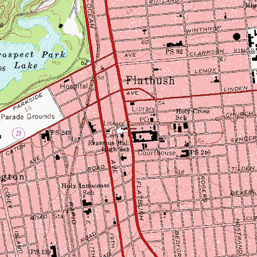 Topographic Map of Flatbush Dutch Reformed Church, NY
