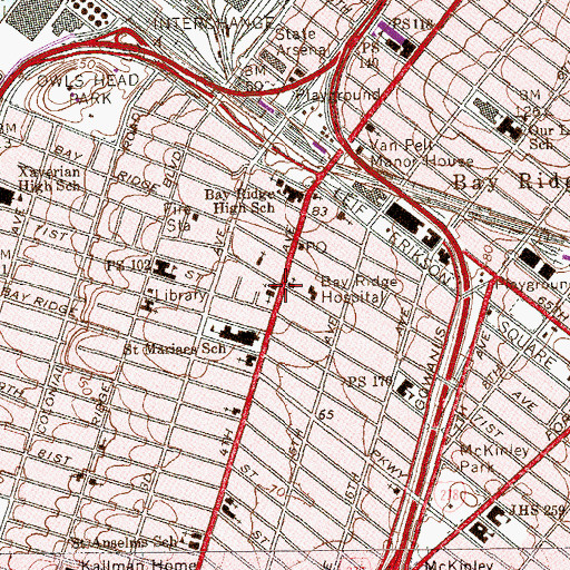 Topographic Map of Bay Ridge United Methodist Church, NY