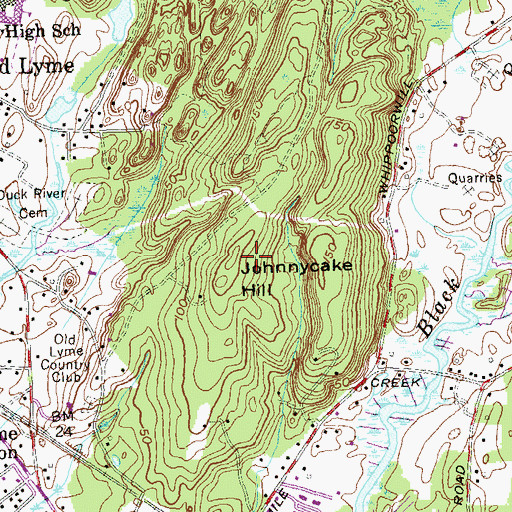 Topographic Map of Johnnycake Hill, CT