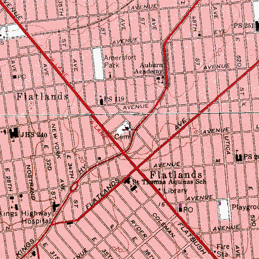 Topographic Map of Flatlands Dutch Reformed Church, NY