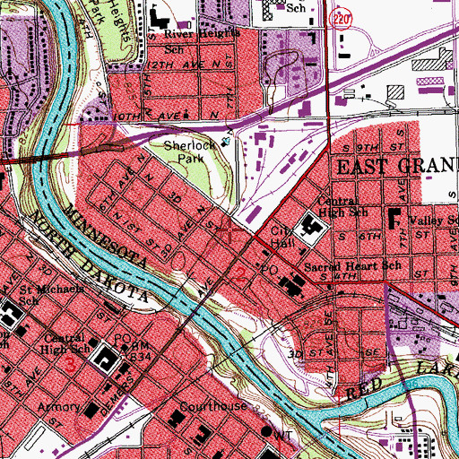 Topographic Map of East Grand Forks Fire Department, MN