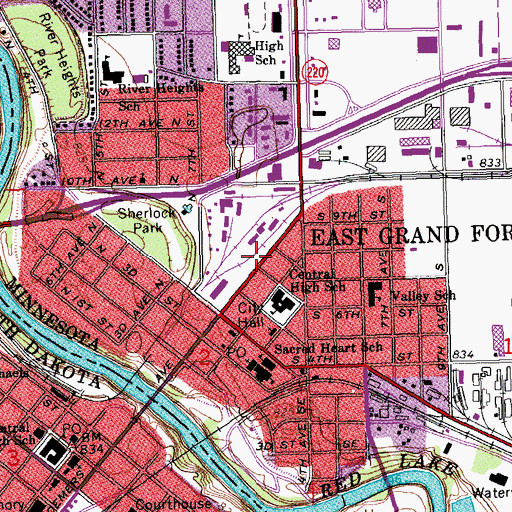 Topographic Map of Meritcare Clinic, MN