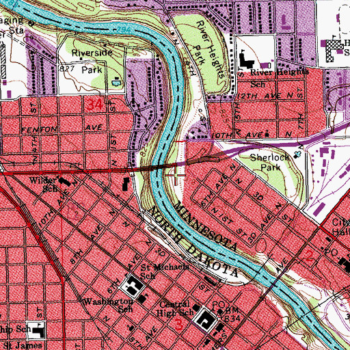 Topographic Map of Red River State Recreation Area, MN