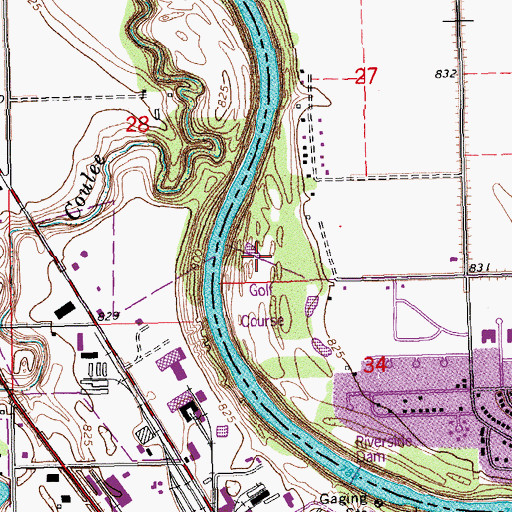 Topographic Map of Valley Golf Course, MN