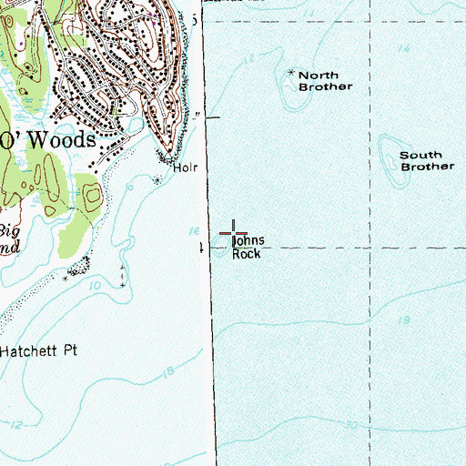 Topographic Map of Johns Rock, CT