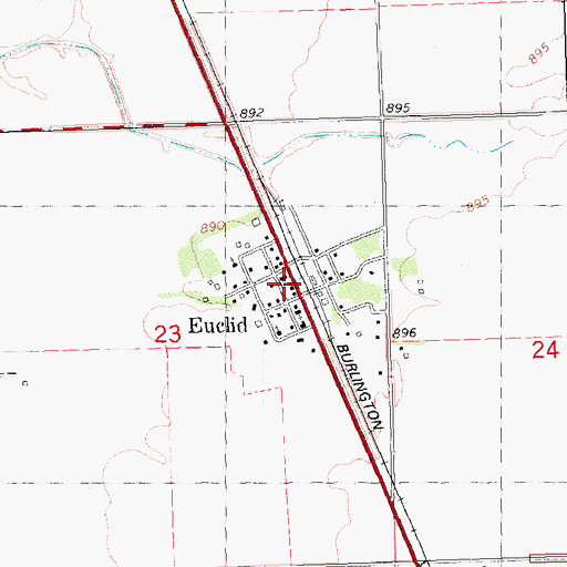 Topographic Map of Euclid Post Office, MN
