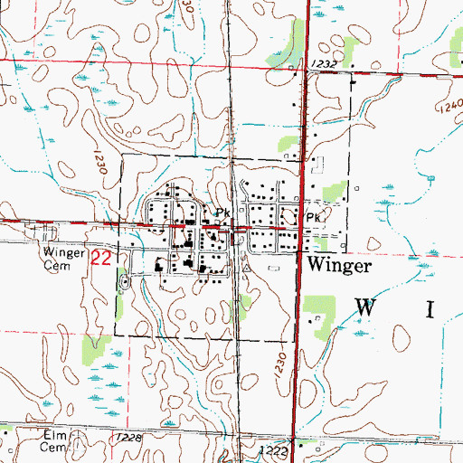 Topographic Map of Winger, MN