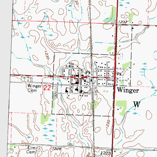Topographic Map of Winger Police Department, MN