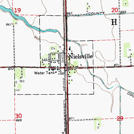 Topographic Map of Nielsville, MN