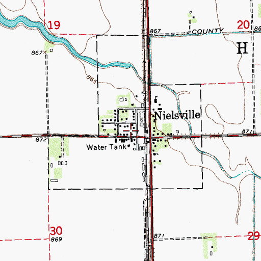 Topographic Map of Nielsville Post Office, MN